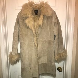 Genuine leather & fur coat